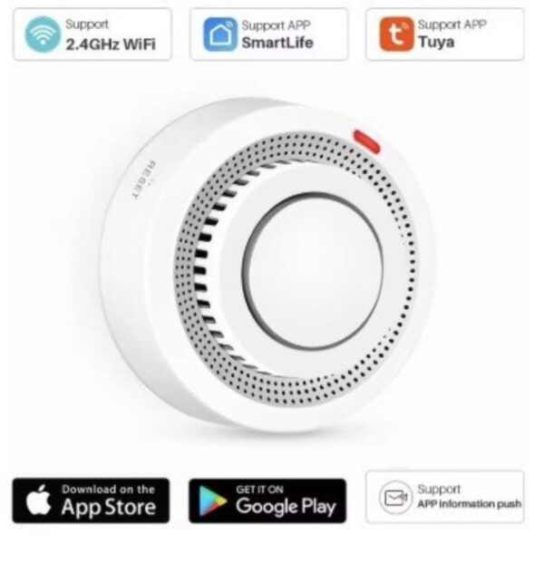 Smart WiFi Smoke Detector Compatible with Google Assistant, Alexa, Tuya - Image 2