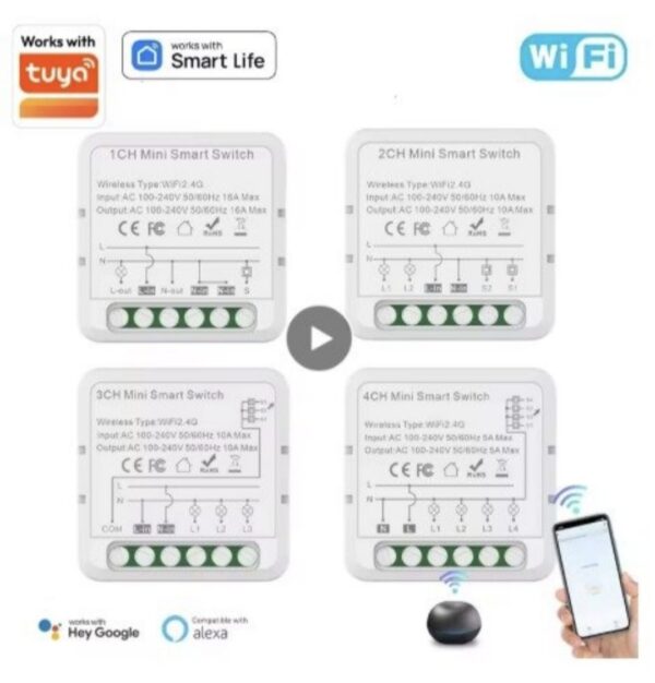 Tuya Wifi smart mini switch (4 GANG) - Image 2