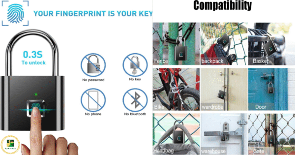 Fingerprint Padlock Smart Keyless Waterproof Security Anti-Theft Padlock - Image 6