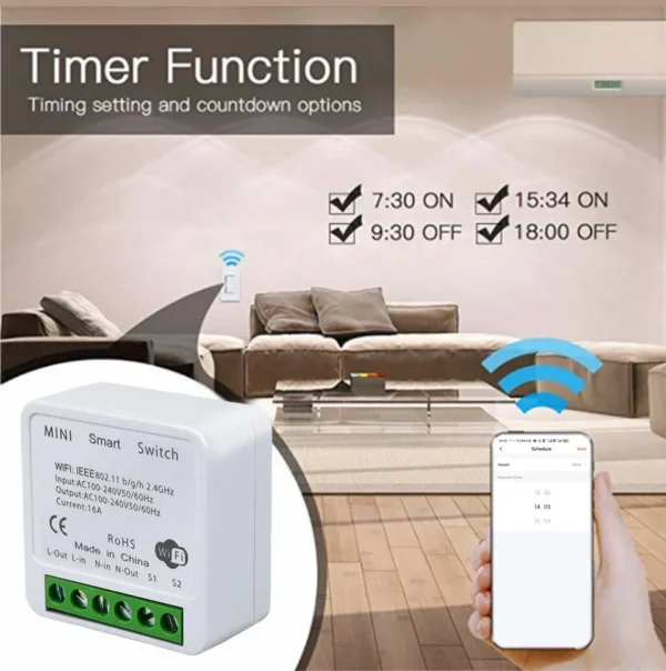 Tuya Smart WiFi Switch Breaker 16A 20A RF433Mhz Relay Module 2-way - Image 6