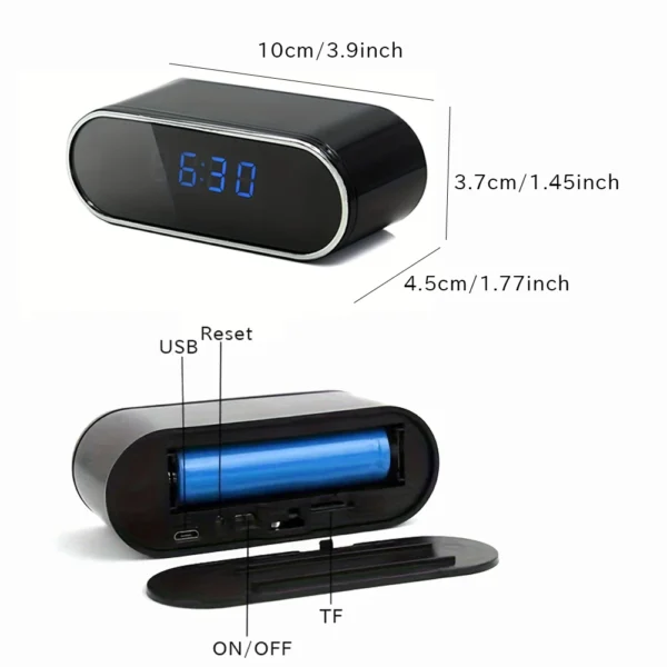 Mini Camera Clock Portable Full HD 1080P, Wifi Control, IR Night Vision View, DVR Camcorder, Home Surveillance Monitor Video - Image 9