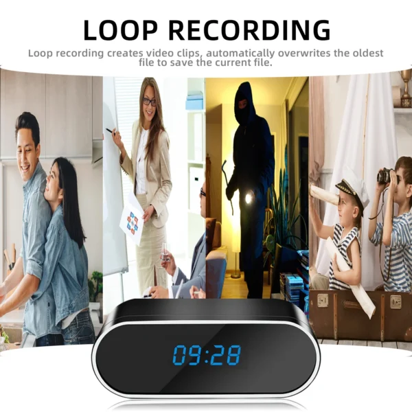 Mini Camera Clock Portable Full HD 1080P, Wifi Control, IR Night Vision View, DVR Camcorder, Home Surveillance Monitor Video - Image 6