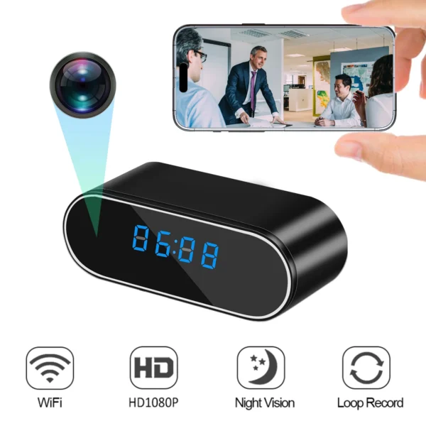Mini Camera Clock Portable Full HD 1080P, Wifi Control, IR Night Vision View, DVR Camcorder, Home Surveillance Monitor Video - Image 10