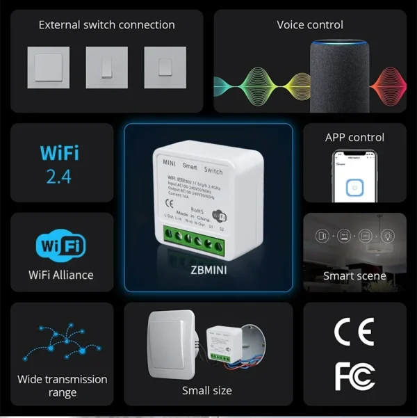 Tuya Smart WiFi Switch Breaker 16A 20A RF433Mhz Relay Module 2-way - Image 4