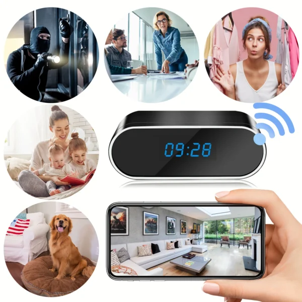 Mini Camera Clock Portable Full HD 1080P, Wifi Control, IR Night Vision View, DVR Camcorder, Home Surveillance Monitor Video - Image 7