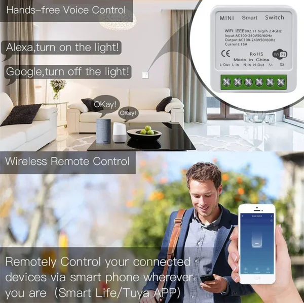 Tuya Smart WiFi Switch Breaker 16A 20A RF433Mhz Relay Module 2-way - Image 9