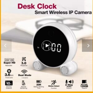 Tuya Wifi Alarm Portable Clock Camera HD 1080P, Night Vision, Motion Detection,  Home Security Surveillance, Wifi Clock IP Camera