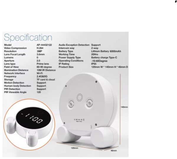 Tuya Wifi Alarm Portable Clock Camera HD 1080P, Night Vision, Motion Detection,  Home Security Surveillance, Wifi Clock IP Camera - Image 14