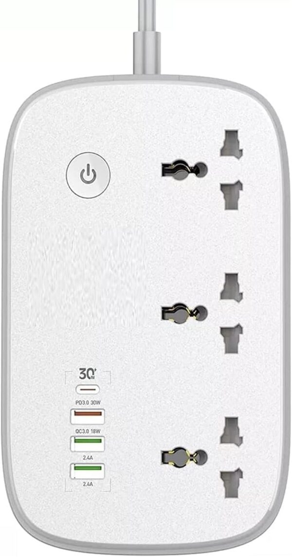 ⁦شريط طاقة Wi-Fi ذكي مع 3 منافذ تيار متردد عالمية ، 1 منفذ PD ، 1 منفذ طاقة QC 3.0 ، 2 منافذ معرف تلقائي⁩ - الصورة ⁦2⁩