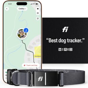 طوق الذكي من Fi Series 3 - جهاز تعقب GPS ومراقبة النشاط واللياقة البدنية (رمادي ، كبير)