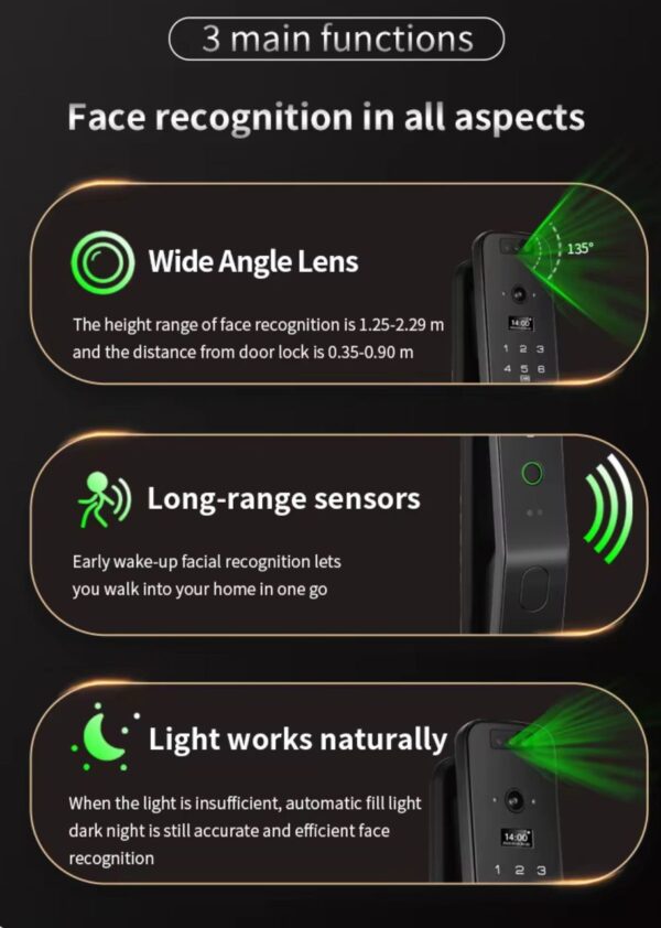 Tuya Smart Door Lock with 3D Face ID, Palm vein, Video intercom - Image 4