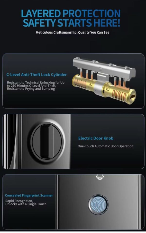 Tuya Smart Door Lock with 3D Face ID, Palm vein, Video intercom - Image 11