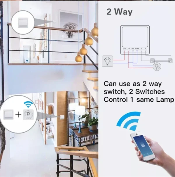 ⁦Tuya Smart WiFi Switch 16A 20A Breaker RF433Mhz وحدة التتابع 2-way التحكم في دعم عن بعد Alexa Google Home⁩ - الصورة ⁦3⁩