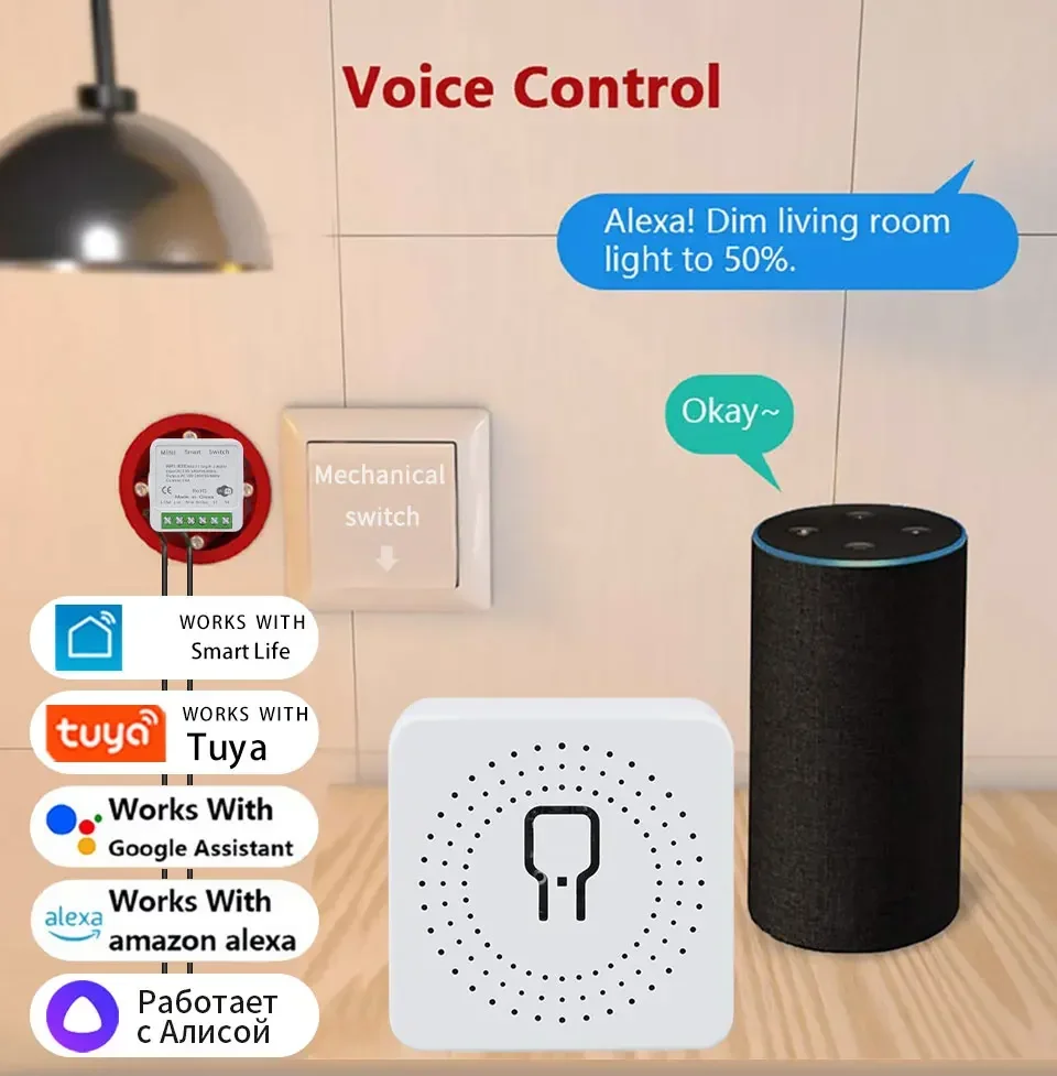 Tuya Smart WiFi Switch 16A 20A Breaker RF433Mhz وحدة التتابع 2-way التحكم في دعم عن بعد Alexa Google Home