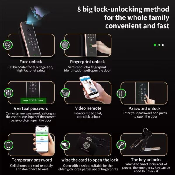 Tuya Smart Door Lock with 3D Face ID, Palm vein, Video intercom - Image 13