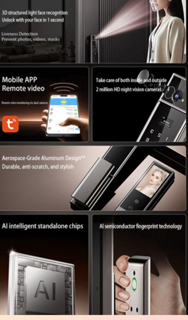Tuya Smart door lock with advanced 3D biometric facial recognition & palm vein - Image 5